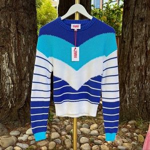 Solid & Striped Chevron Pullover in Cobalt Blue